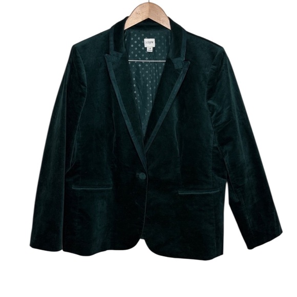 J. Crew Factory Green Velvet 3 Piece Blazer Pant Vest Suit Women Size 16 - Picture 2 of 13
